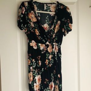 Black and Floral Mini Dress